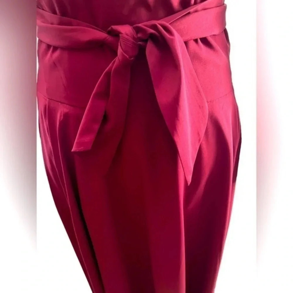 New Red Wine Colored Skirt With Self Belt - Picture 2 of 2
